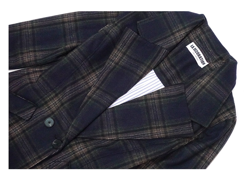 BROWN PLAID WAIST LAPEL WOOL COAT