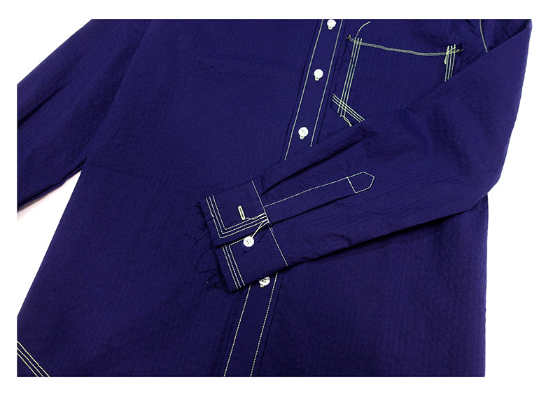 BLUE SHIRT WITH LIGHT LINES