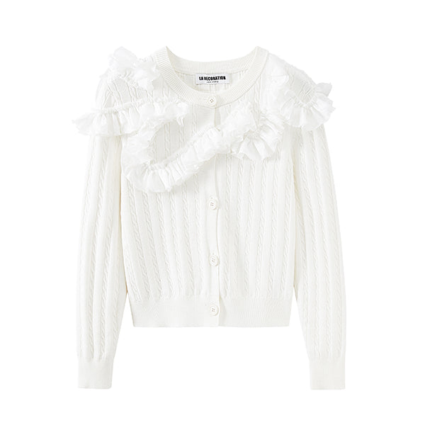 RUFFLED KNITTED CARDIGAN – NO STOCK PARIS
