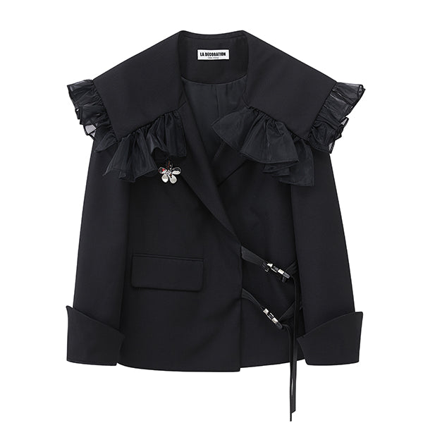 SAILOR COLLAR WATCH JACKET（ESPRESSO) J.P. Gassa / cute sailor style nylon zip up windbreaker