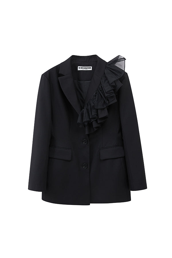 RUFFLE TRIMMED BLAZER