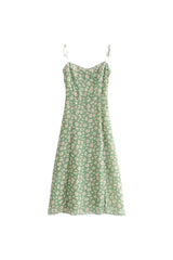 GREEN DAISY HALTER DRESS