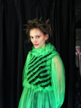 #PREORDER# FLUORESCENT GREEN MESH AND GREEN TARTAN DRESS