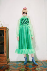 #PREORDER# FLUORESCENT GREEN MESH AND GREEN TARTAN DRESS