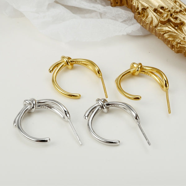 WHITE GOLD/ 18K GOLD BOW-KNOT EARRINGS