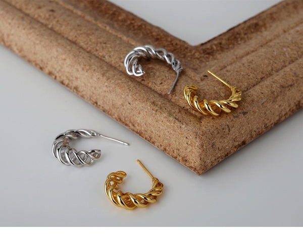 WHITE GOLD/ 18K GOLD TWIST EARRINGS