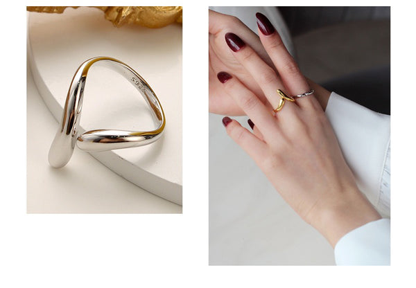 WHITE GOLD/ 18K GOLD V-SHAPE RING