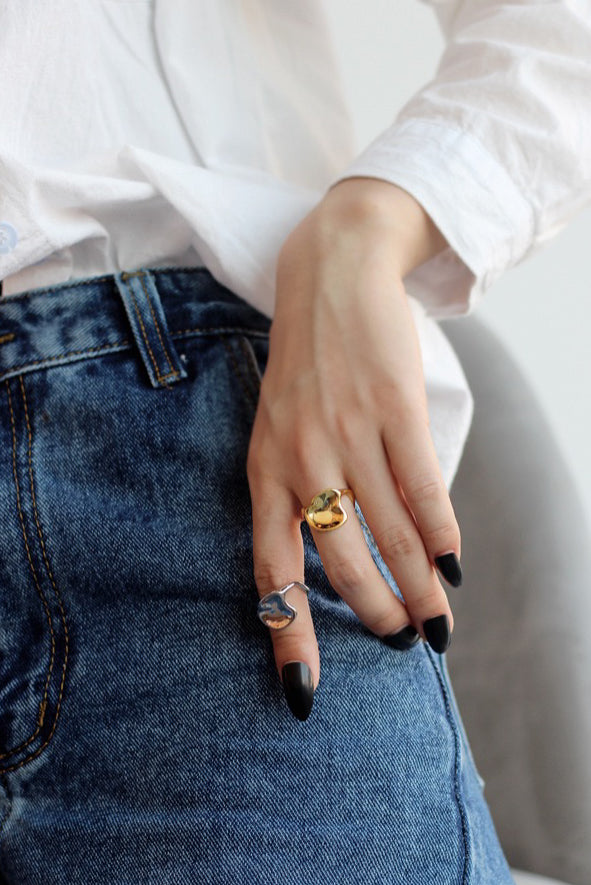 WHITE GOLD/ 18K GOLD LOTUS LEAF RING