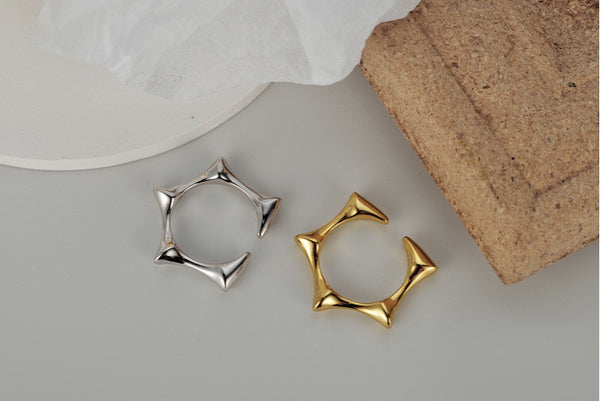 WHITE GOLD/ 18K GOLD HEXAGON RING