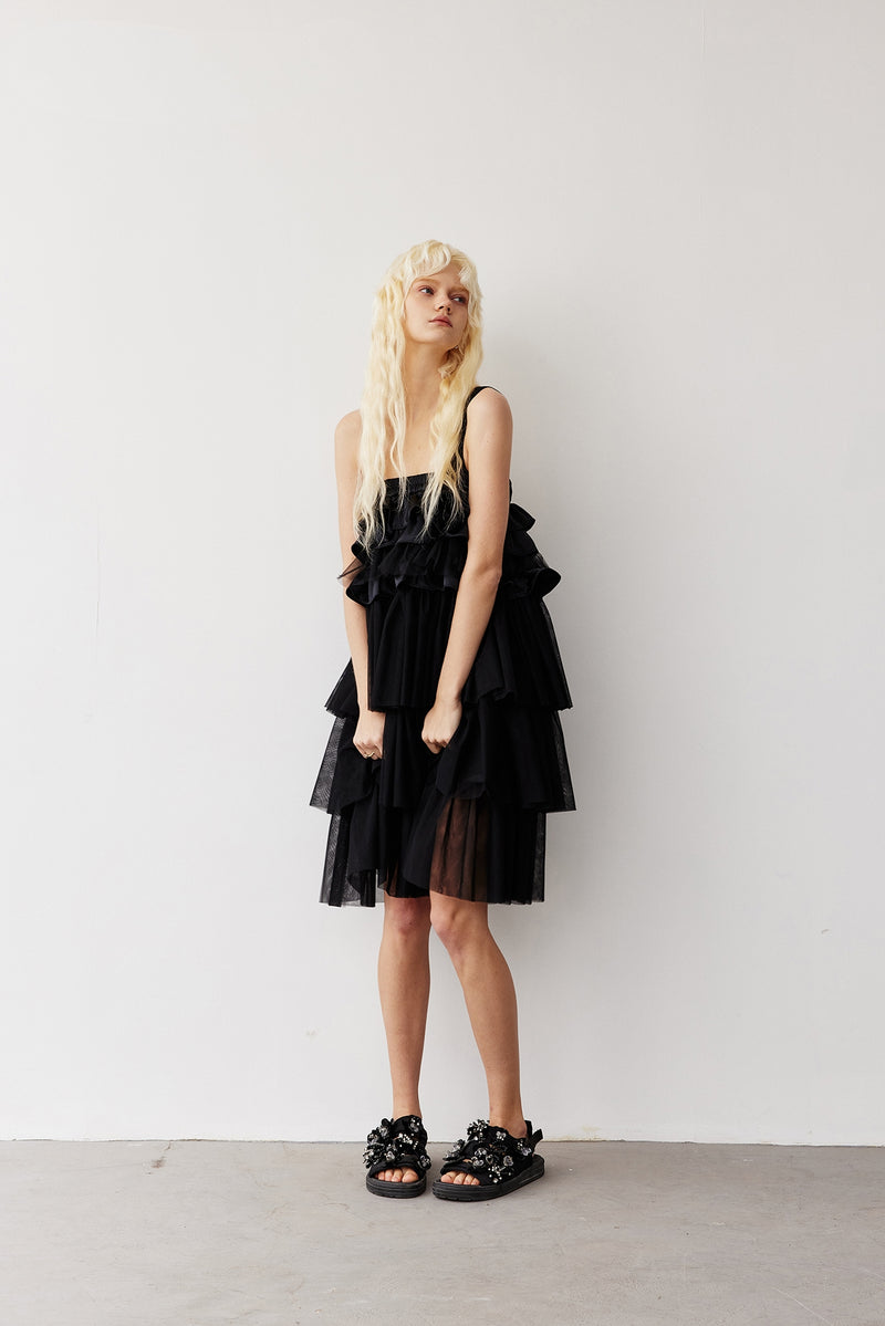MESH RUFFLE DRESS NO STOCK PARIS MESH RUFFLE DRESS NO STOCK PARIS